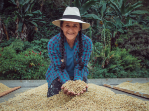 mujeres trabajando en cooperativa o cultivos de productos Comercio Justo