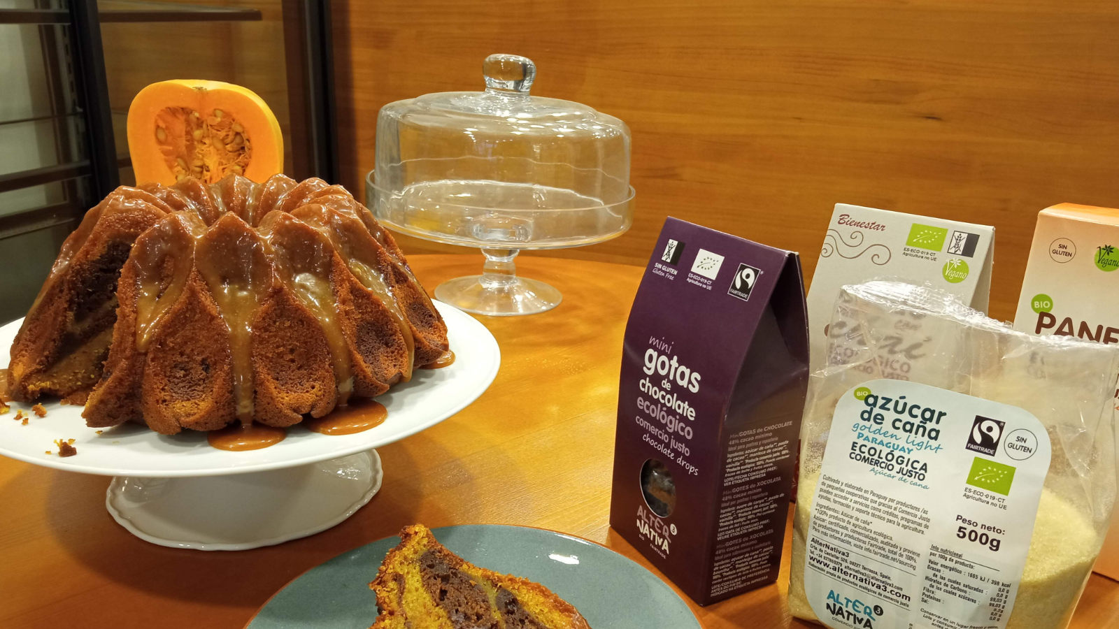 Receta pastel de calabaza y cacao especiado con caramelo