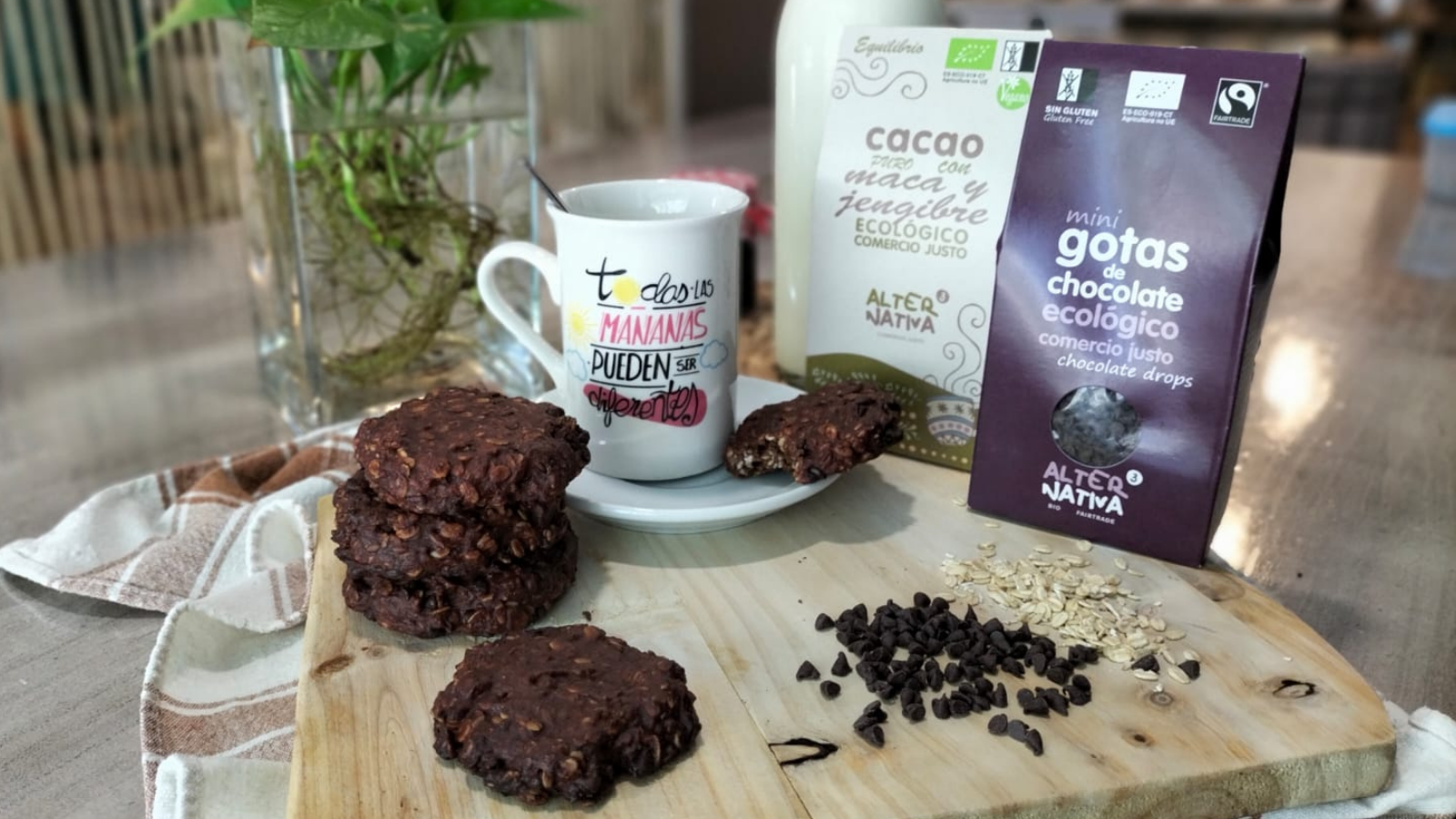 Receta muffins de chocolate con jengibre, maca y plátano