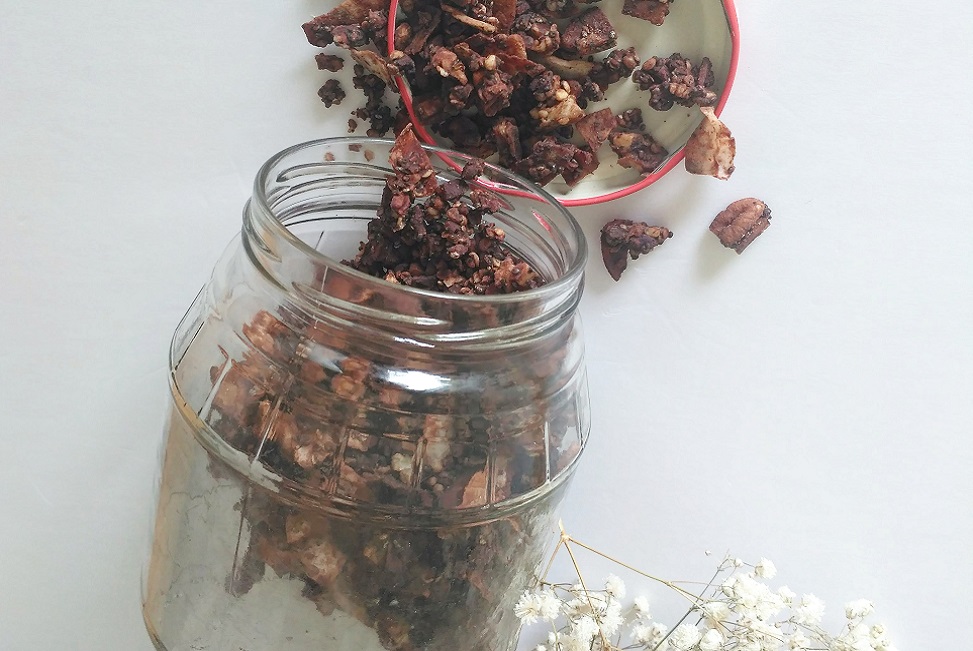 Receta de granola de chocolate y café